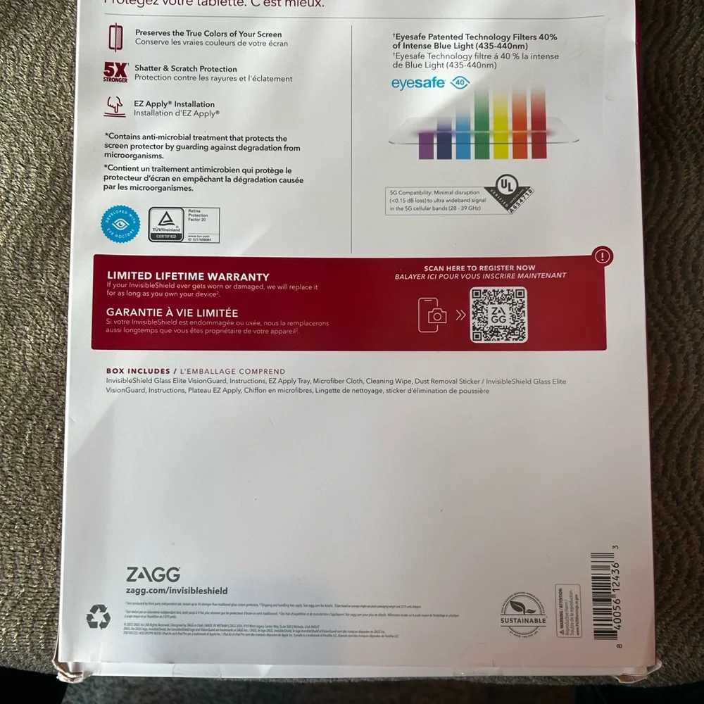 NIB ZAGG Glass Elite VisionGuard Screen Protector for iPad Pro 12.9-inch
